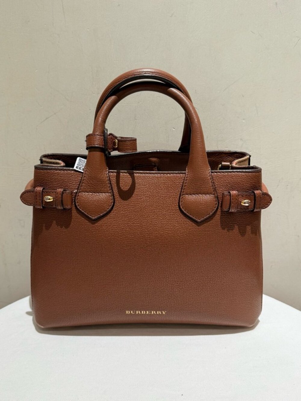 Burberry The Banner Small Grain Leather Tote Handbag